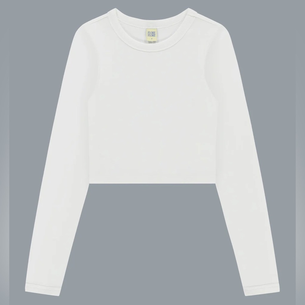 Flore Flore Max Crop Long Sleeve T Shirt Top White